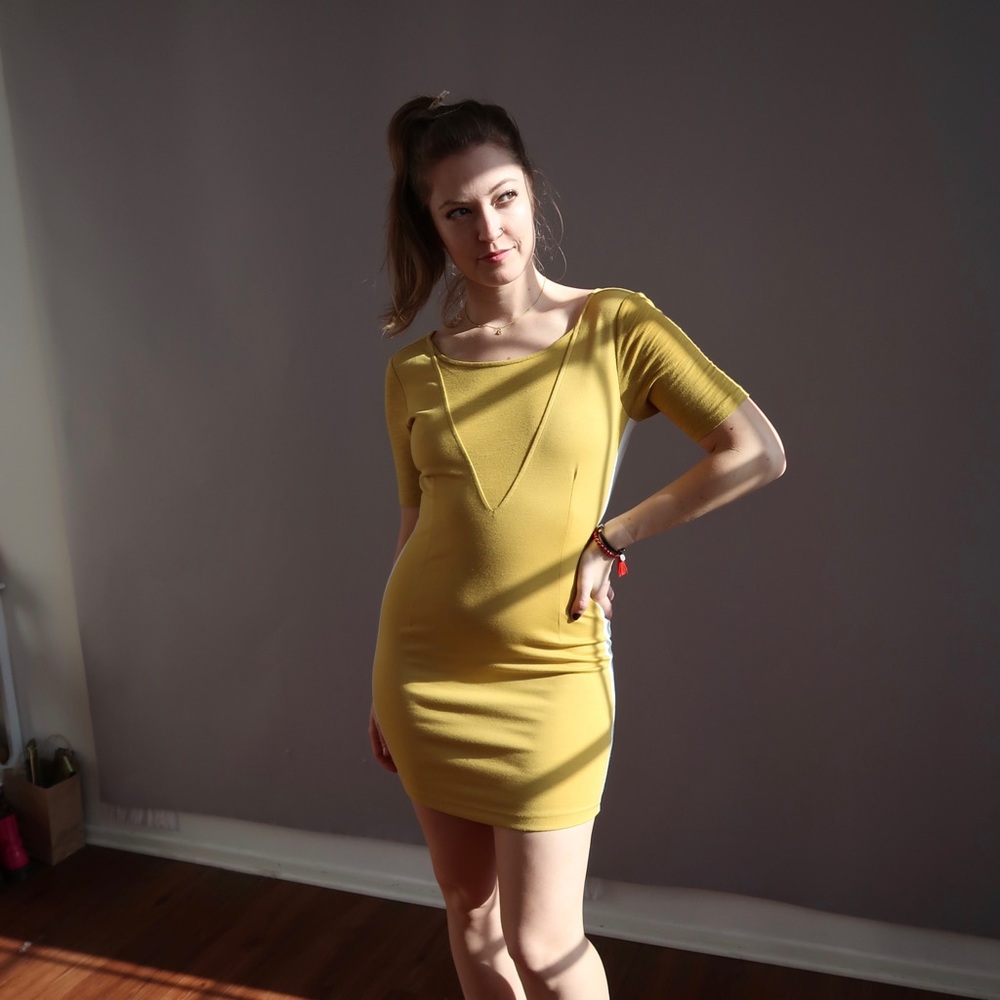 Yellow 60s vibes cotton mini Dress